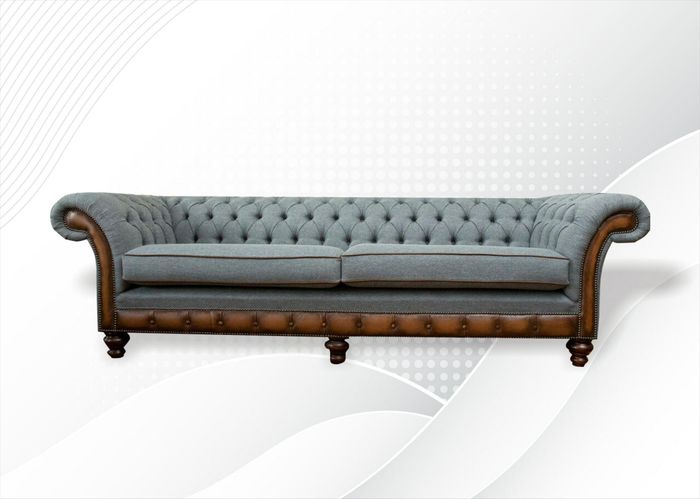 Big xxl Sofa 4 Sitzer Couch Chesterfield Polster Garnitur Leder Textil Grau Neu