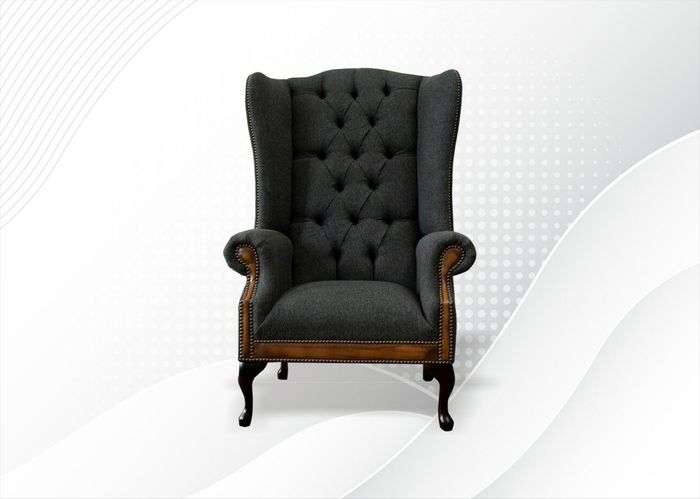 Stuhl 1x Wohnzimmer Polsterstuhl Fernseh Lounge Textil Sitz Sessel Chesterfield