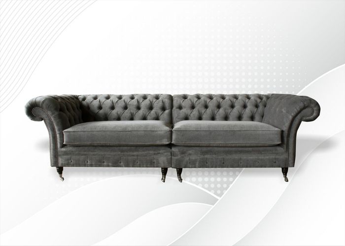 xxl Sofa 4 Sitzer Couch Chesterfield Polster Sitz Garnitur Leder Textil Graue