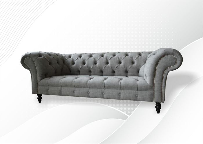 Chesterfield 3 Sitzer Designer Sofa Polster Sofas Couchen Stoff Textil 220cm Neu