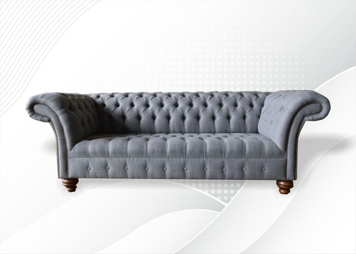 Dreisitzer Couch Polster Design Sofa 3er Sitz Sofas Zimmer Grau Chesterfield Neu