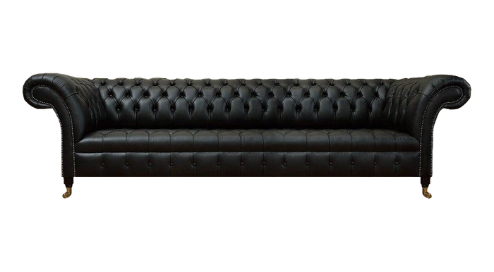 Chesterfield Wohnzimmer Sofa Viersitzer Couch Schwarz Designer Einrichtung
