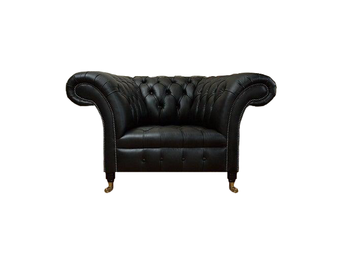 Designer Einrichtung Chesterfield Sessel Schwarz Leder Sitz Wohnzimmer