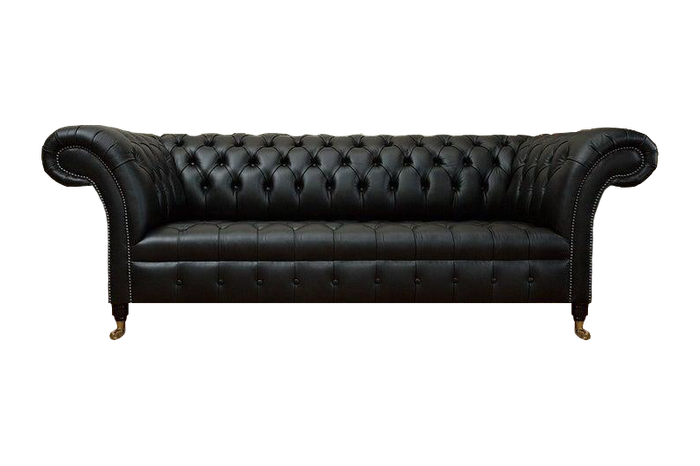 Schwarz Ledersofa Sofa Dreisitze Couch Luxus Chesterfield Designer Einrichtung
