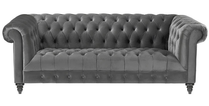 Graue Dreisitzer Stoff Chesterfield Design Couchen Polster Sofas Neu Kreative