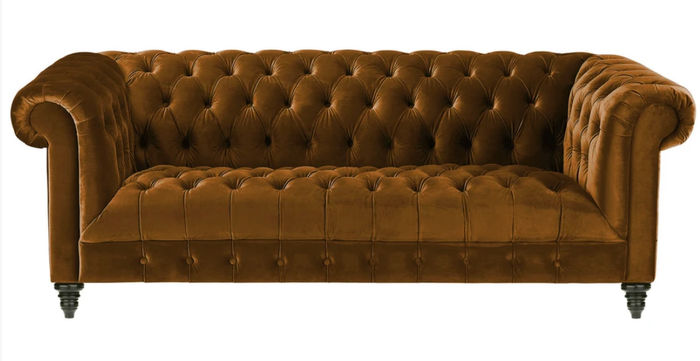 Dreisitzer Chesterfield Braune Stoff Sofa Neu Original Design Couchen Polster