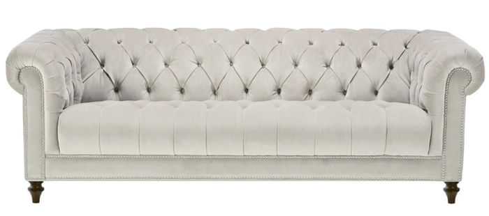 Silber Dreisitzer Stoff Design Couchen Polster Sofas Original Chesterfield Neu