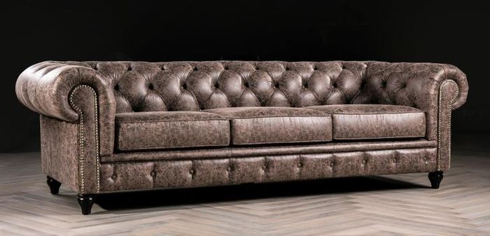 Mens Club Chesterfield Sofa Couch Leder Polster Dreisitzer Braun NEW jvmoebel ®