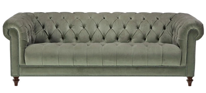 Salbeigrün Dreisitzer Stoff Wohnzimmer Design Polster Sofa Sofas Chesterfield