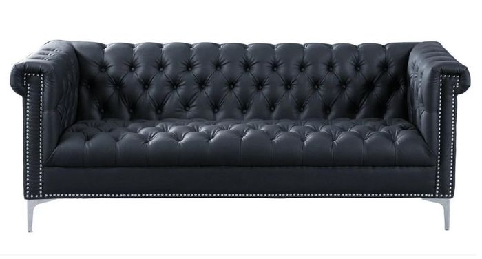 Schwarz Dreisitzer Chesterfield Modern Design Couchen Leder Sofa Designer Möbel