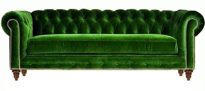 Original Chesterfield Dreisitzer Modern Design Sofa Grün Samt Möbel Stoff Couch