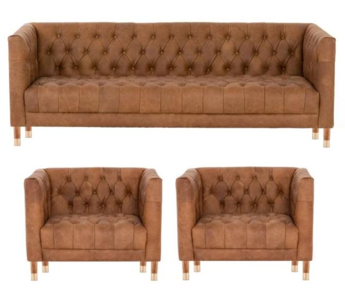 Braune Samt Chesterfield 2 Sessel Leder Modern Design Möbel Sofa Set Sofas Neu