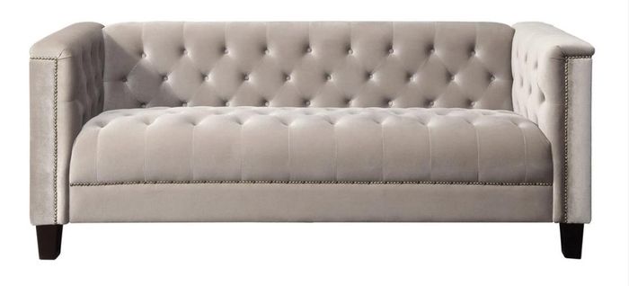 Hellgrau Dreisitzer Textil Chesterfield Wohnzimmer Modern Design Couchen Sofa