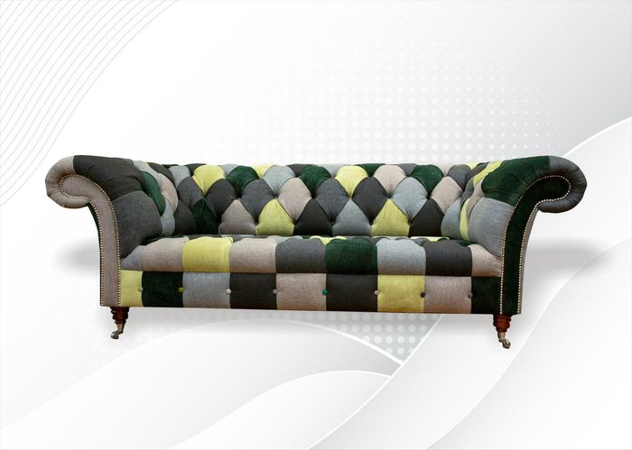 Chesterfield 3 Sitzer Mehrfarbig Wohnzimmer Design Couchen Sofa Designer Möbel