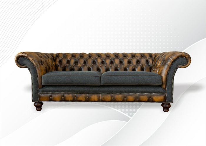 Chesterfield Gelbe Leder Designer Modern Design Möbel Luxus Wohnzimmer 3Sitzer