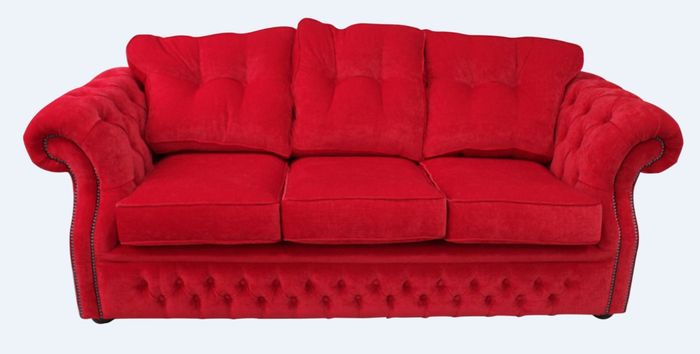 Rote Chesterfield Stoff Polster Dreisitzer Wohnzimmer Couch Design jvmoebel ®