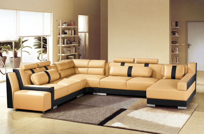 Leder Sofa Couch Polster Eck U Form Wohnlandschaft Eckgarnitur Sofas Couchen Neu
