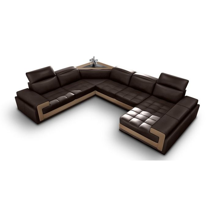Ledersofa Sofa Sitz Wohnlandschaft U Form Ecksofa Couch Garnitur Big XXL FlawilS