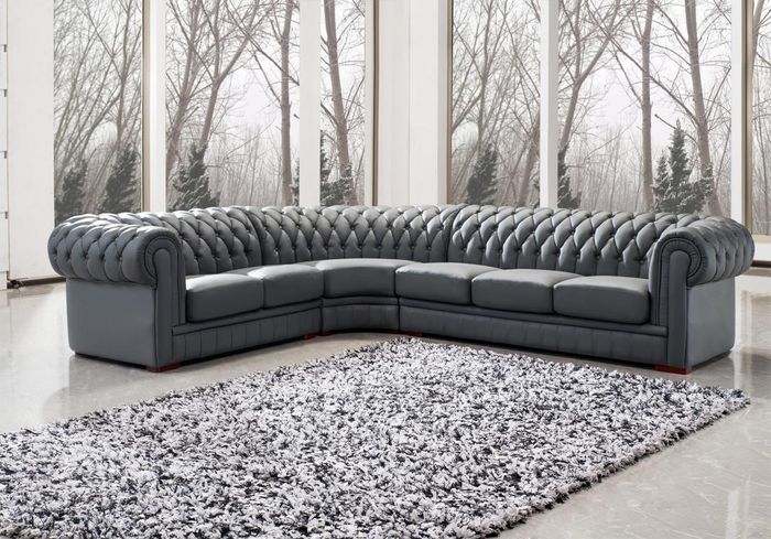 Klassiche Chesterfield Polster Sitz Eck Leder Garnitur Wohnlandschaft Neu 2220B