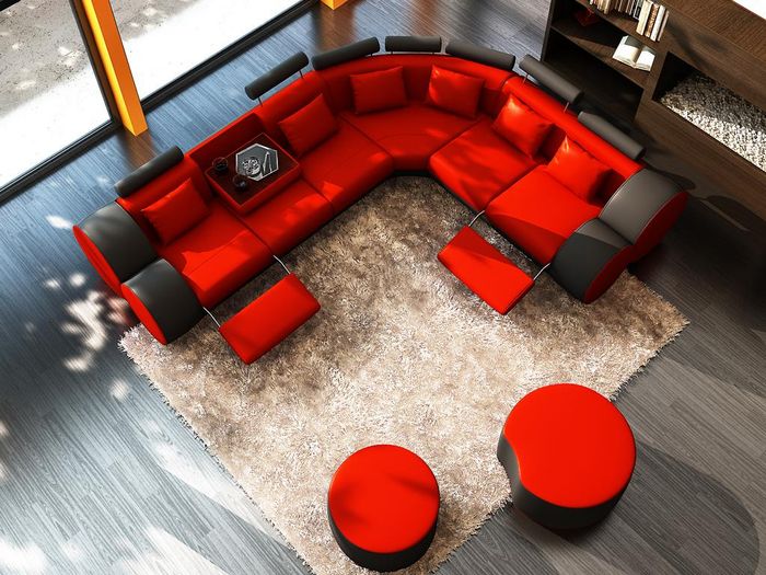 XXL Multifunktions Ledercouch Couch Big Sofa Polster Ecksofa Moderne LForm Sofas