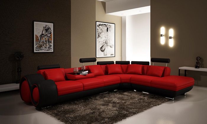 Multifunktions Ledercouch Sitz Polster Wohnzimmer Leder Garnitur Sofa Couch 4086