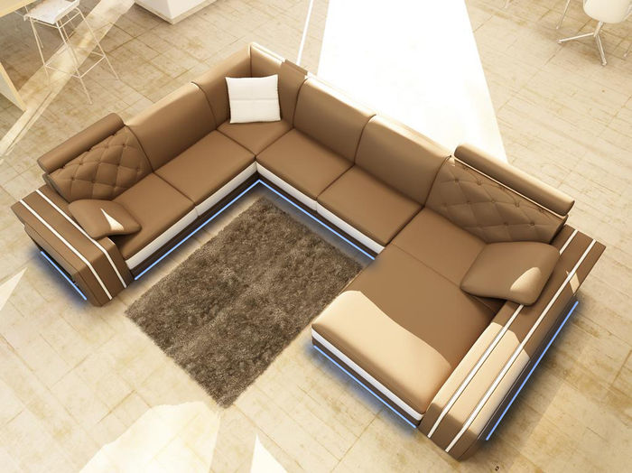 XXL Big Wohnzimmer Sofa Ecksofa Eck Couch Sitz Garnitur Leder Sofas Couchen Neu