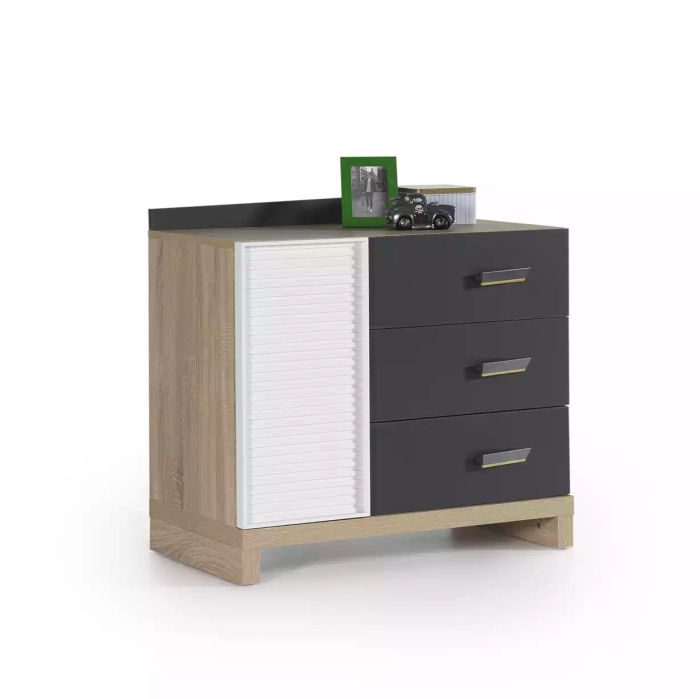 Kinderkommode Spiegel Kommode Schrank Kinderzimmerregal Grau Holz Set