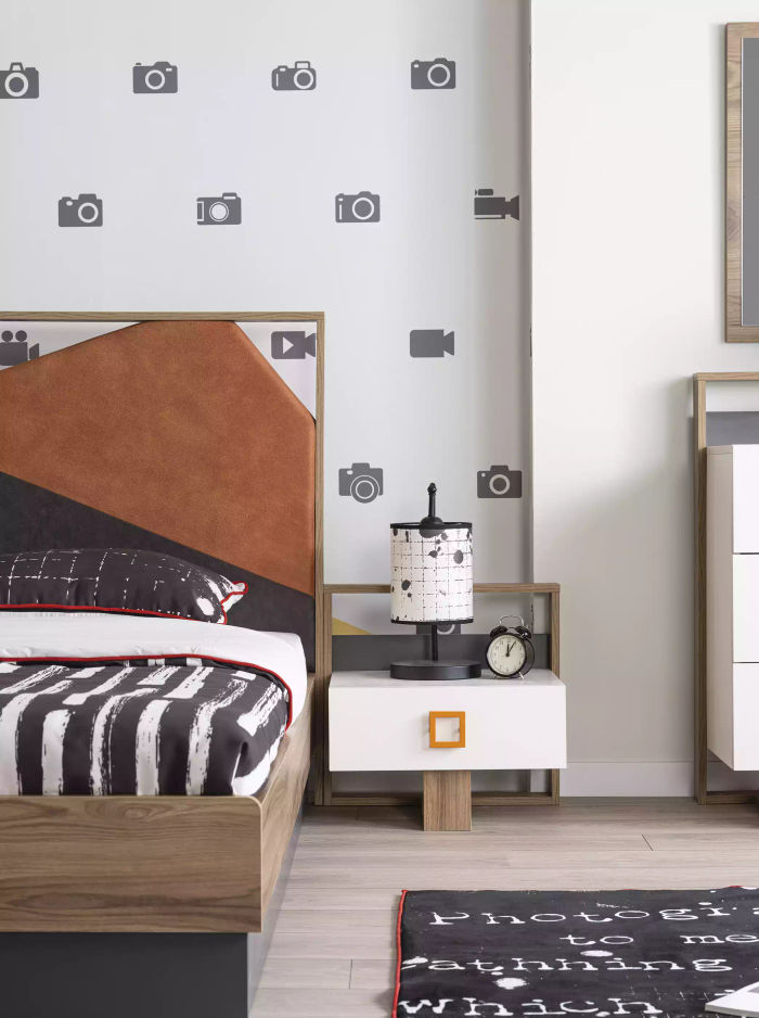 Nachttisch Nachtkonsole Kindernachttisch Kinderzimmer Holz Grau Modern