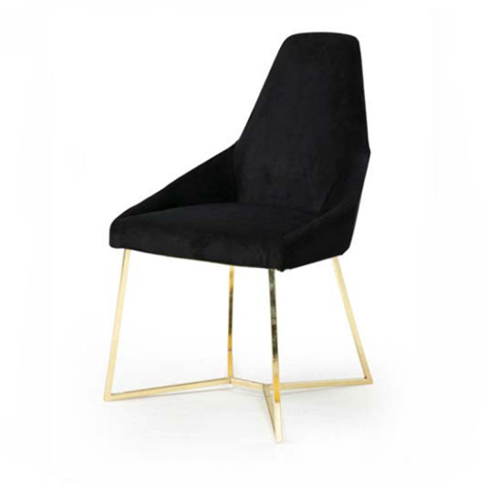Schwarzer Polsterstuhl Designer Edelstahl Einsitzer Edle Esszimmer Möbel