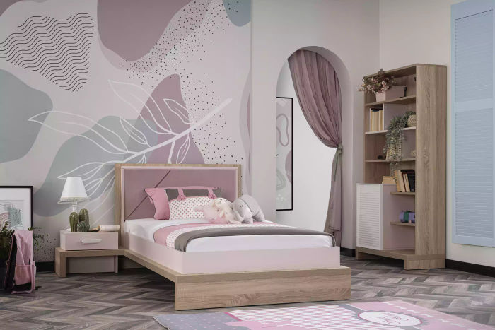 Kinderbett Kindermöbel Bett Bettrahmen Holz Rosa Kinderzimmer Modern