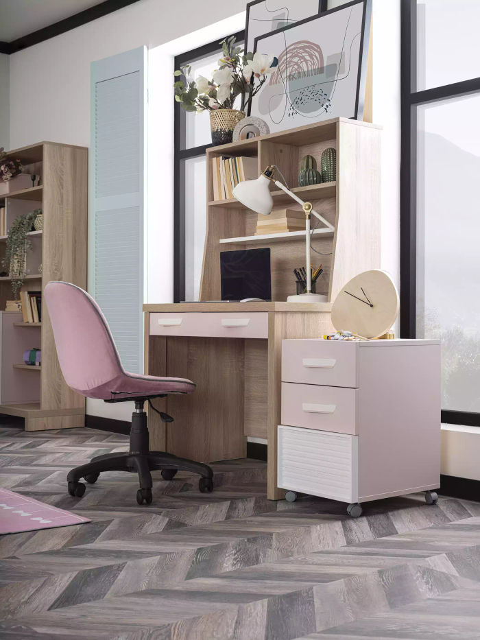 Gruppe Kinderzimmer Schreibtisch Bücherregale 4tlg Computer Holz Rosa