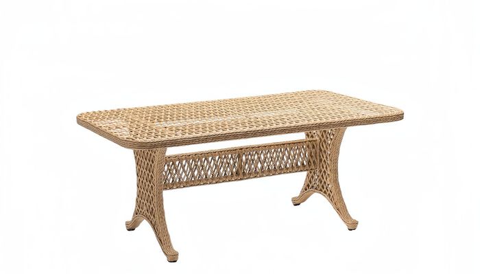 Couchtisch Luxus Rattan Hochwertig Beige Moderner Kaffeetisch Beistell Design