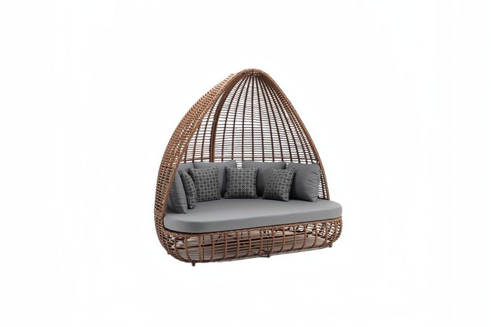 Grauer Dreisitzer Garten Sitzmöbel Textil Sofa Edle Terrassen Modern Möbel