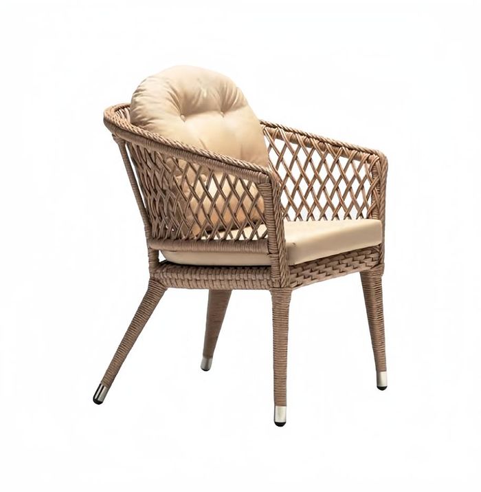 Modern Rattan Sessel 1 Sitzer stilvoll Beige Terrasse Luxus Design Möbel