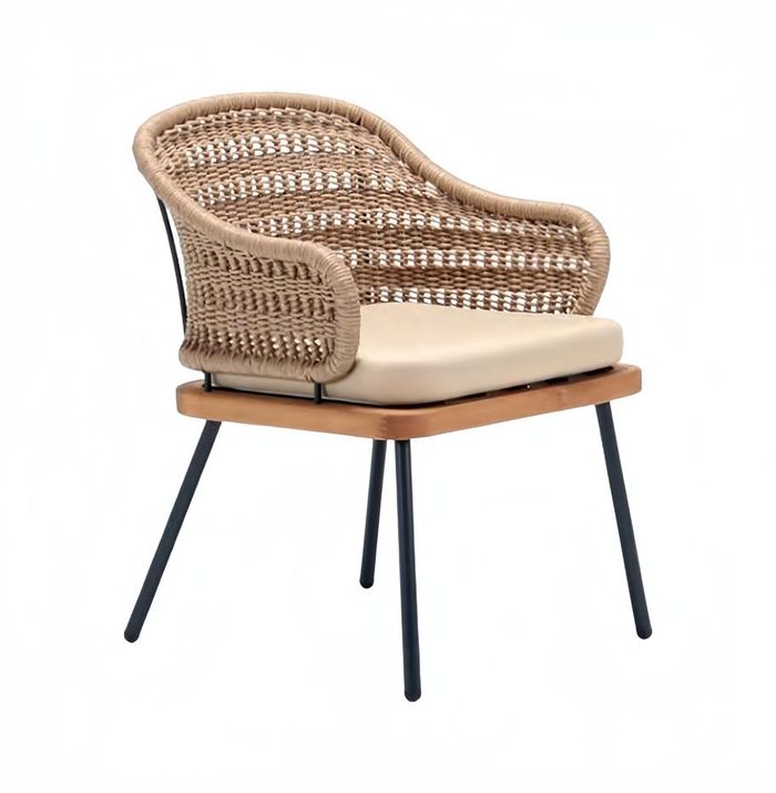 Rattan Modern Terrasse Balkon Luxus Stühle beige stilvolle Qualität Stuhl