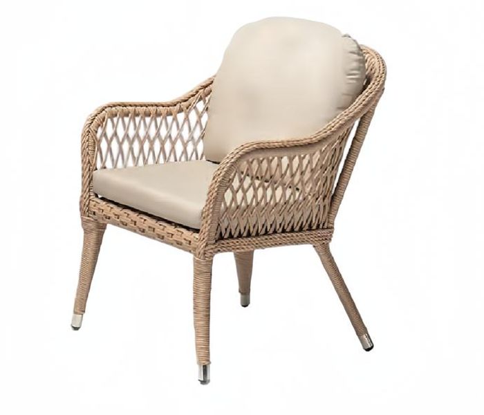 Modern Sessel 1 Sitzer Beige Terrasse Luxus Design Möbel Hochwertig Rattan