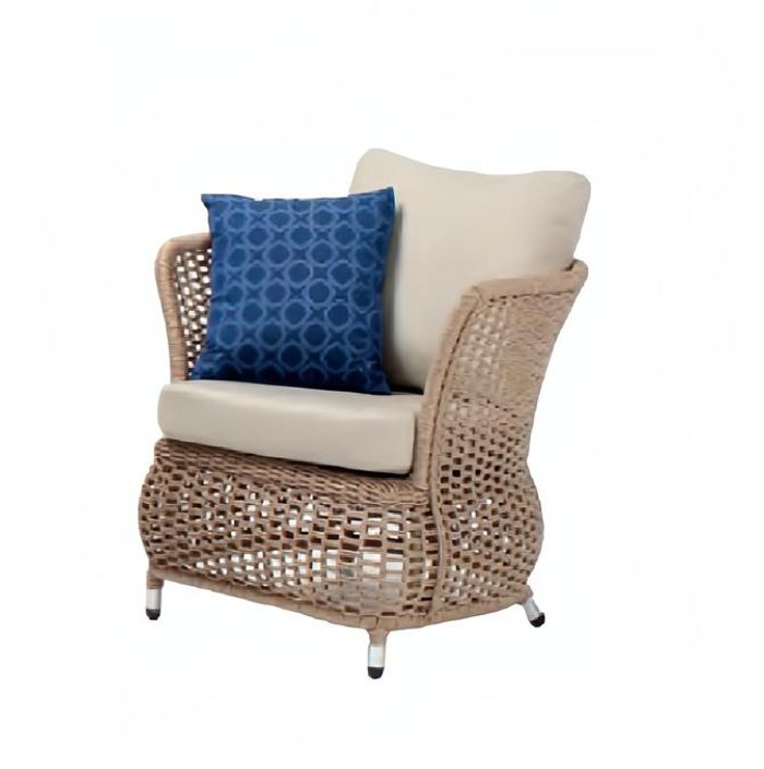 Sessel Beige Design Couch Sofa Relax Hochwertig Rattan Polster Sitzer Luxus