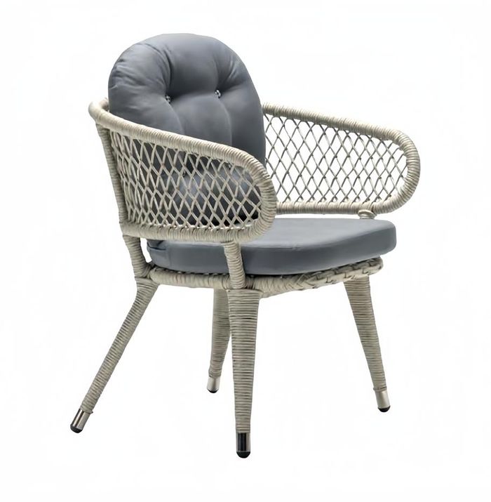 Sessel Chesterfield Grau Rattan Luxuriöser moderner Terrassen stilvolle Möbel