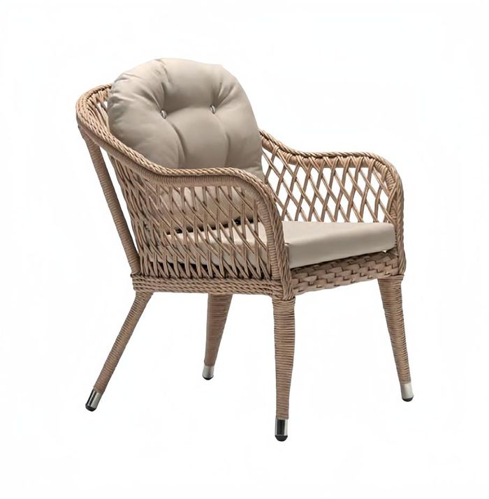 Luxus Sessel Rattan Modern Terrasse Hochwertig Sessel stilvoll Farbe beige