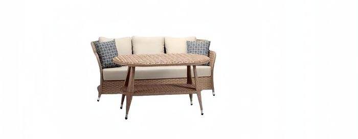 Garnitur Sofa 3 Sitzer Couchtisch Sofas Dreisitzer Rattan Tisch Luxus Modern