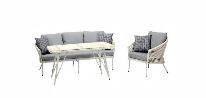 Sofa 3 Sitzer Grau Sessel Couchtisch Sitzmöbel Hochwertig Möbel Garten Terrasse