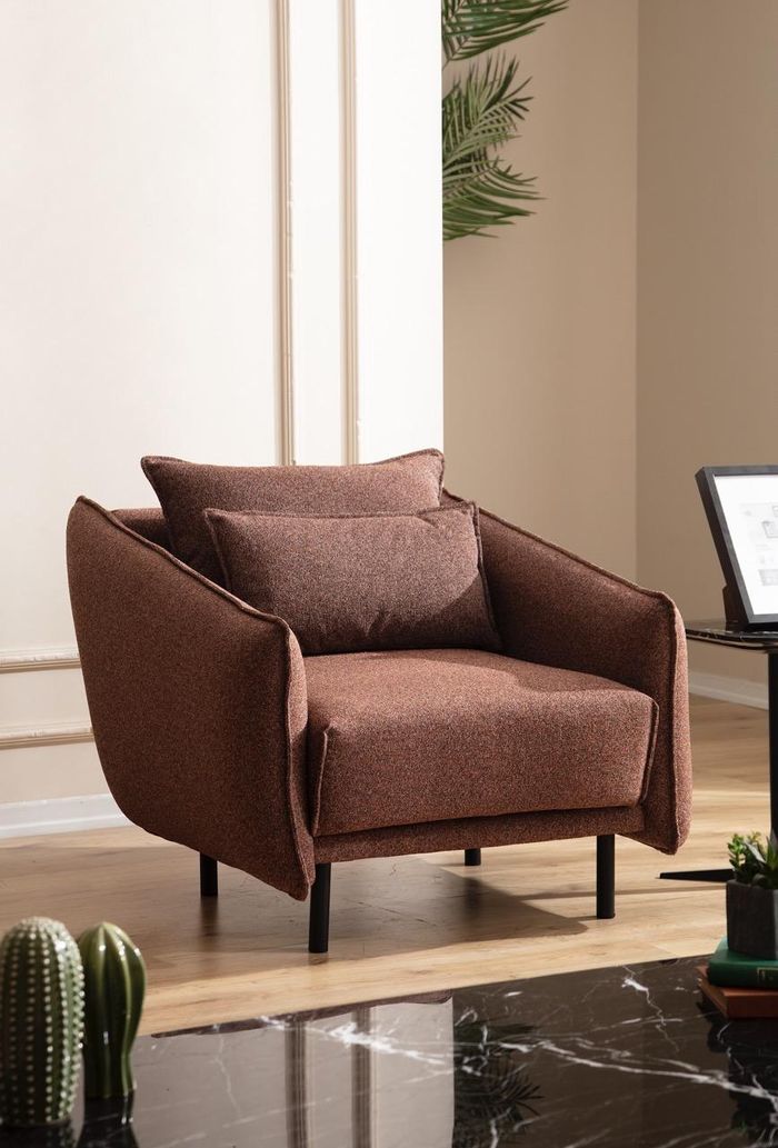 Sessel Einsitzer 1 Sitz Stoff Stuhl Wohnzimmer Möbel Textil neu braun