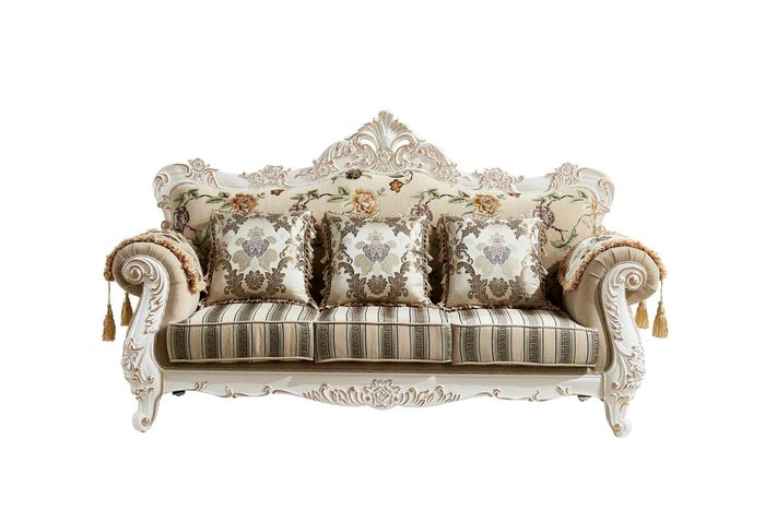 Sofa 3 Sitzer Beige Elegantes Polster Stoff Wohnzimmer Klassische Design