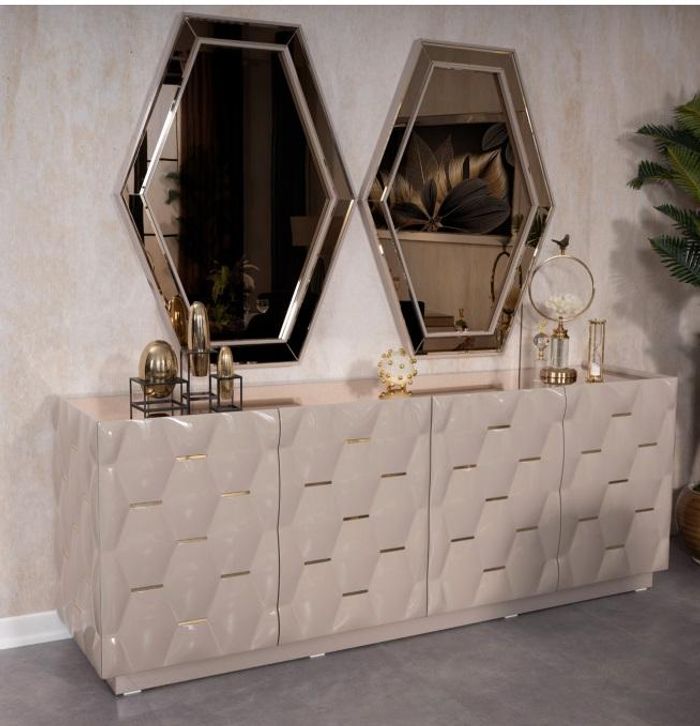 Kommode Schubladen Holz Sideboard Spiegel 3tlg Massiv Kommoden Wohnzimmer Neu