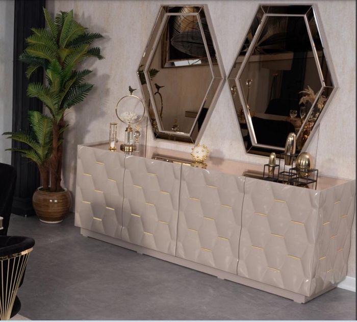 Sideboard Spiegel Anrichte Schrank 3tlg. Konsolentisch Edle Design Konsole Holz