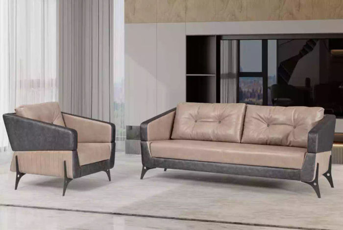Luxus Sofagarnitur Sofa Beige Arbeitszimmer Sessel Dreisitzer Sitzer 3+1