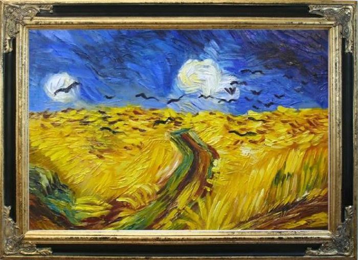 Vincent Van Gogh "Raben auf dem Getreidefeld" Gemälde Ölbilder Mit Rahmen G02486