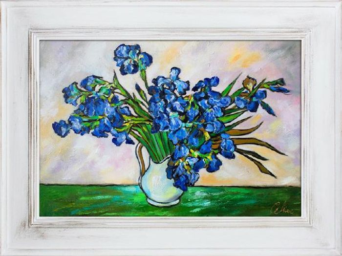 Vincent Van Gogh Vase mit Iris Ölbild Bild Gemälde Ölbilder Mit Rahmen G16507
