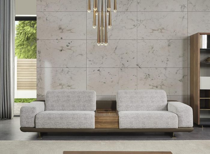 Viersitzer Sofa Couch 4 Sitzer Grau Stoff Modern Stoffsofa Polstersofa