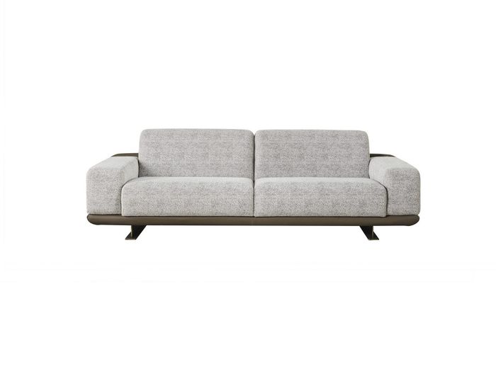 Dreisitzer Sofa 3 Sitzer Polstersofa Grau Stoff Polyester Couch Modern